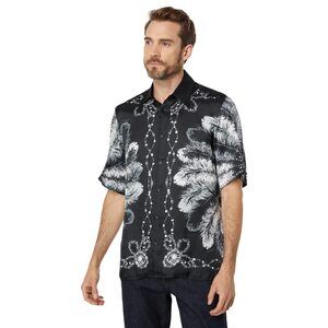 Just Cavalli Viscose Short Sleeve Shirt with ""Koh Phangan"" Print Black XL